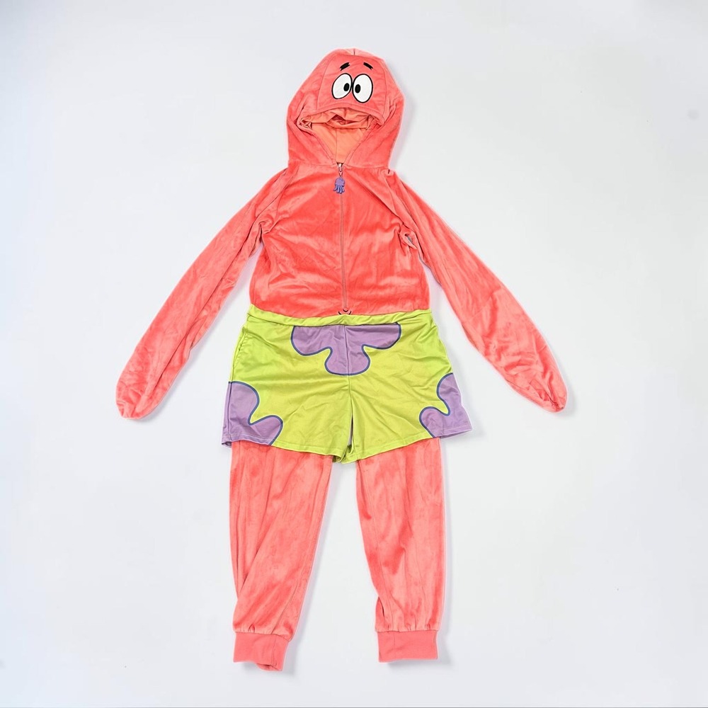 Spirit Halloween Patrick Star Spongebob Hooded Jumpsuit Costume Pink Kids Large